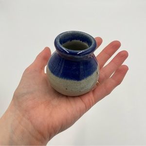 Small Pottery Jar‎ Vase Handmade Blue Gray Ceramics Home Decor Rustic Minimalist